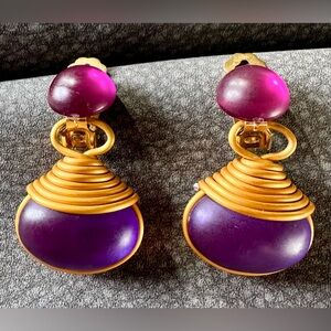 Elegant Purple and Gold Earrings